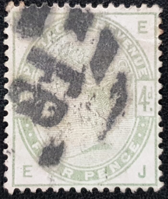 Great Britain Queen Victoria 1884 SG192 4d dull green EJ Cancel FB Foreign Branch Used Stamp