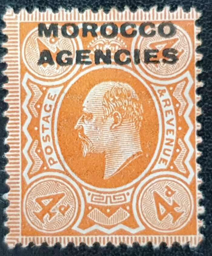 MOROCCO AGENCIES EDVII 1913 4d HARRISON SG40 Mounted Mint Single Stamp