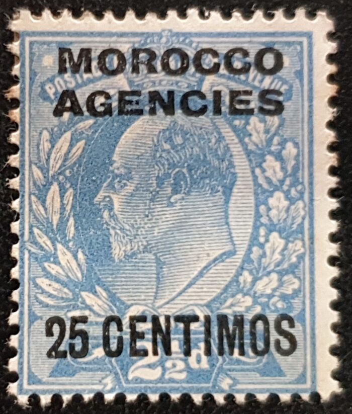 MOROCCO AGENCIES (SPA) EDVII SG116, 25c on 2½d ultramarine Mounted Mint Single Stamp