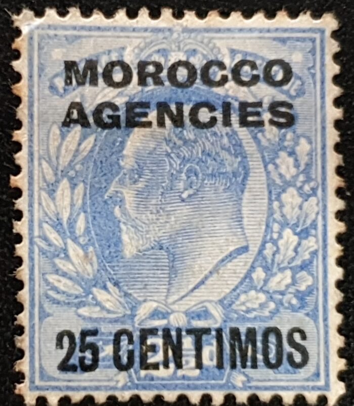 MOROCCO AGENCIES (SPA) EDVII SG116, 25c on 2½d ultramarine Mounted Mint Single Stamp