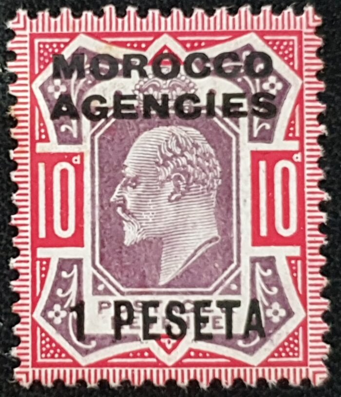 MOROCCO AGENCIES EDVII SG120a. 1p on 10d slate-purple & carmine. Mounted Mint