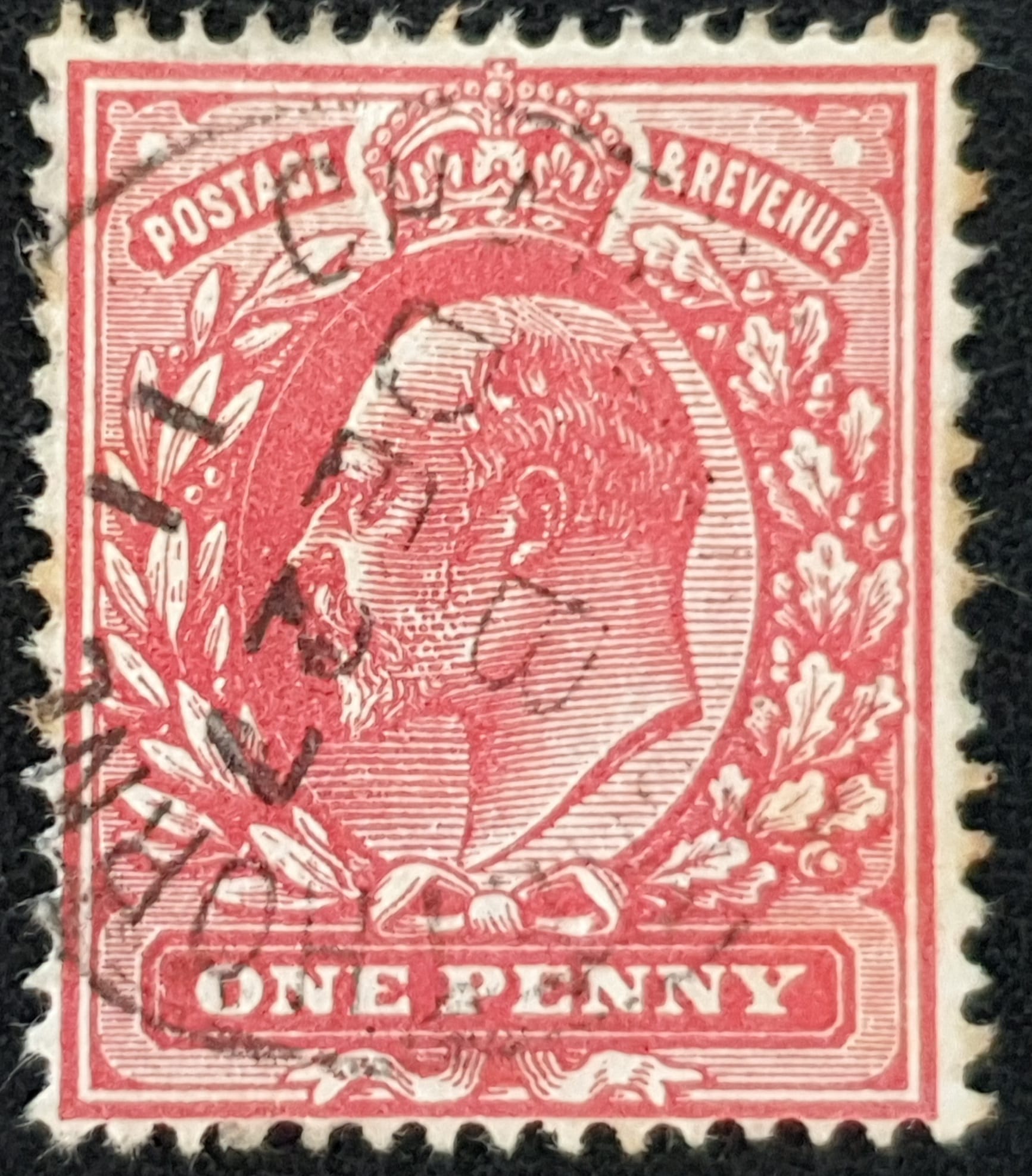 Great Britain King Edward VII 1911 SG280 SPEC M7(2), 1d deep rose-red USED