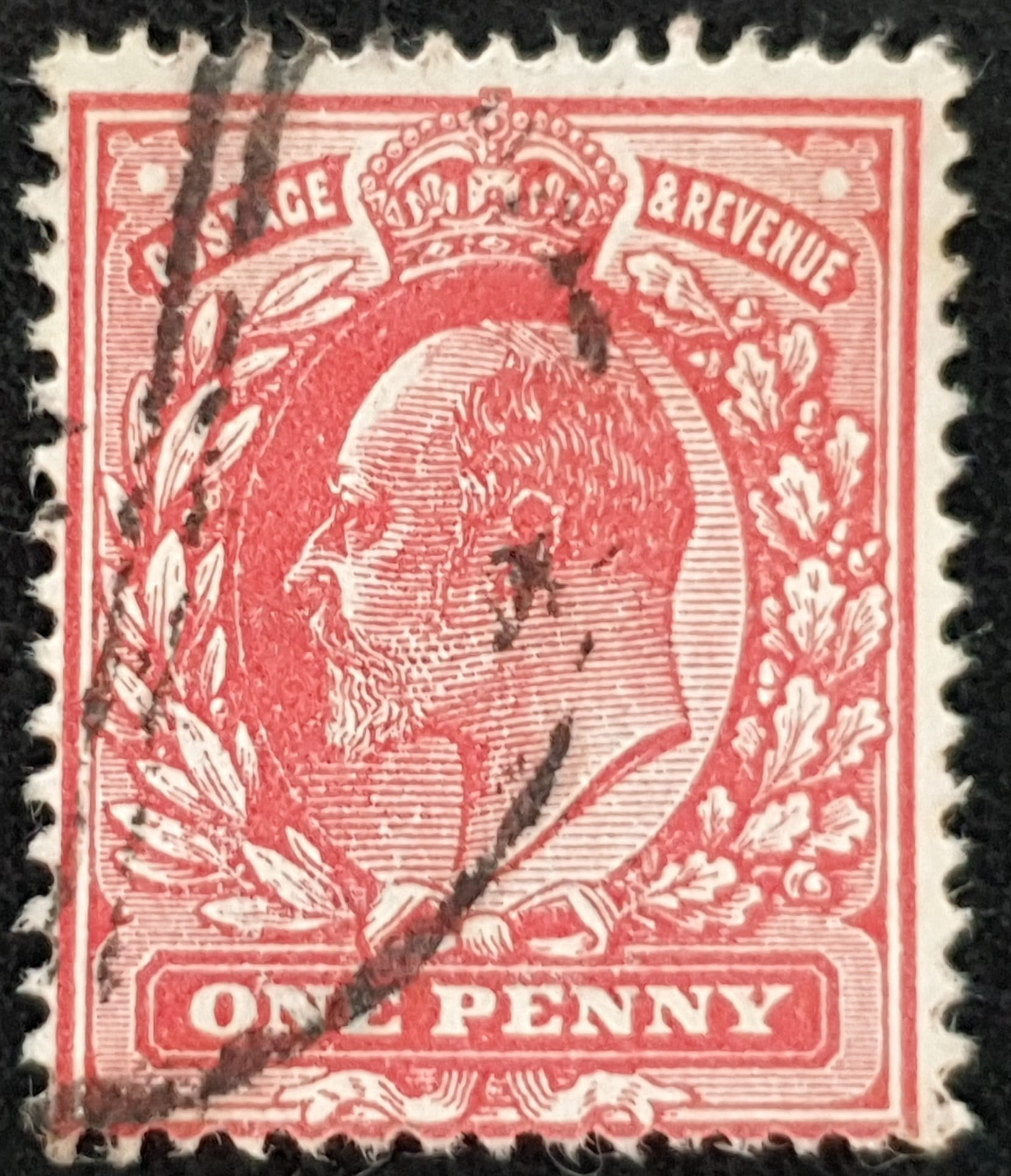 Great Britain King Edward VII 1911 SG280 SPEC M7(2), 1d deep rose-red USED