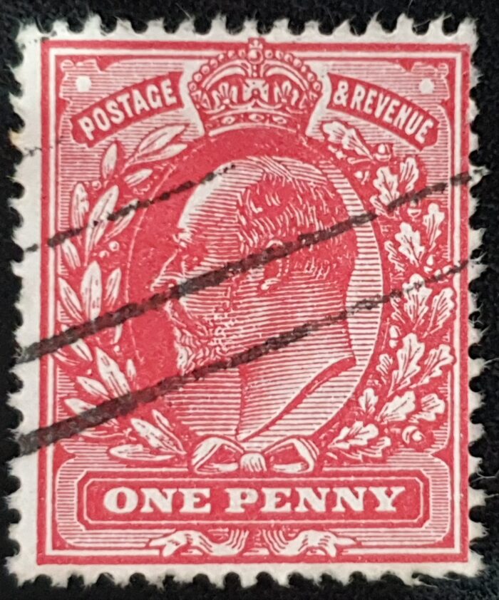 Great Britain King Edward VII 1911 SG281 SPEC M7(5), 1d rose-carmine USED
