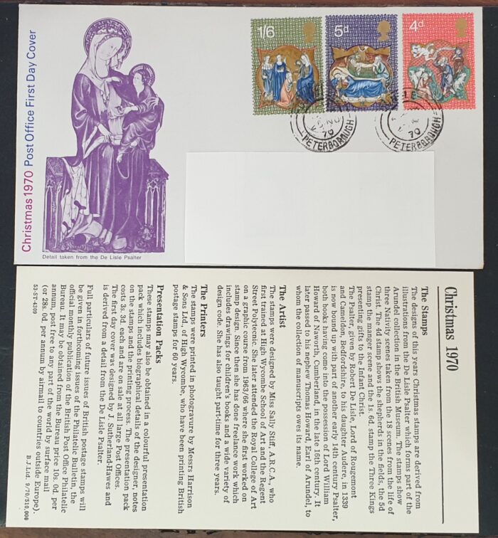 Great Britain First Day Cover ‘CHRISTMAS 70’ 25 November 1970 PETERBOROUGH