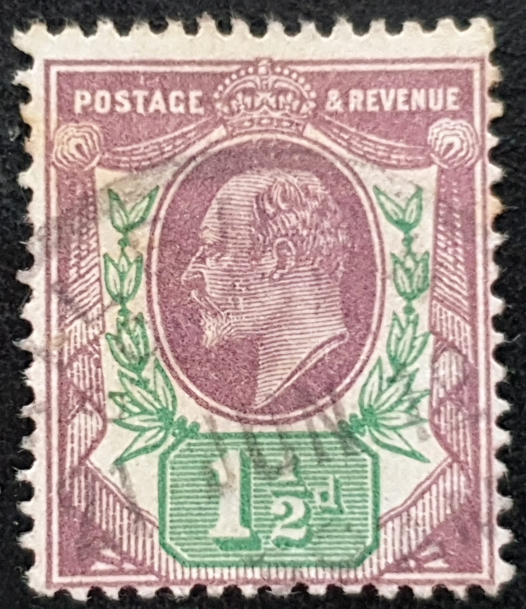 Great Britain King Edward VII 1911 SG288 1½d dull purple & green used
