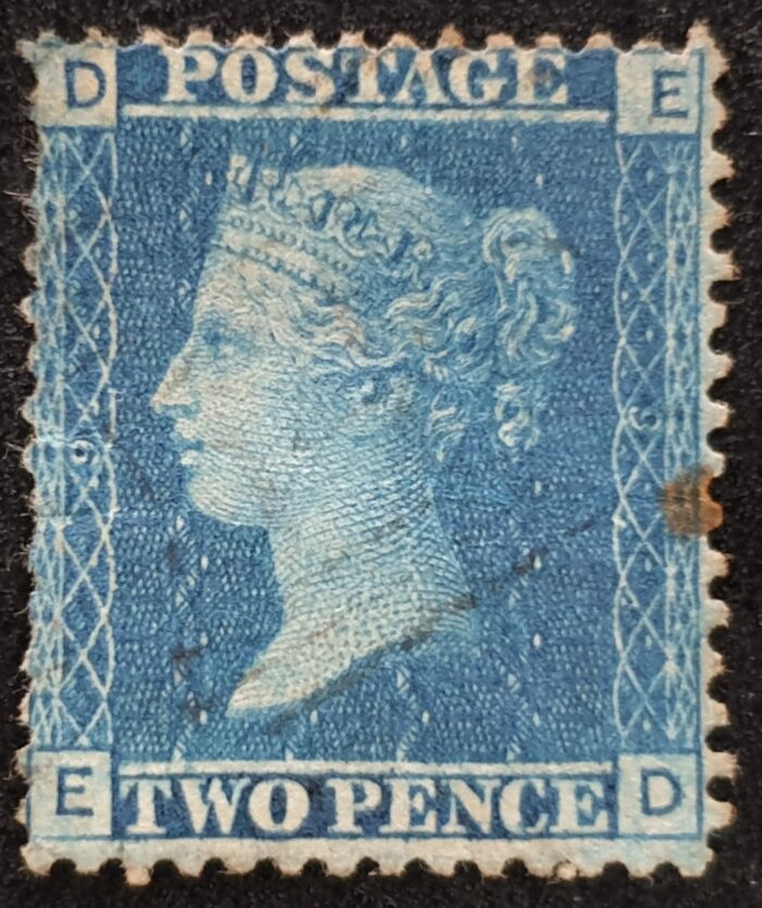 Great Britain Queen Victoria SG45 2d blue Plate 9 Letters ED used