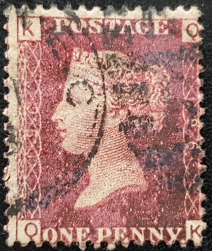 Great Britain Queen Victoria 1864 SG43 1d red Plate 196 QK used stamp