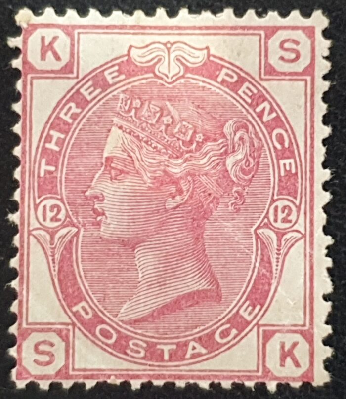 Great Britain Queen Victoria 1873 SG143 3d rose Plate 12 S-K M/M Cat £500