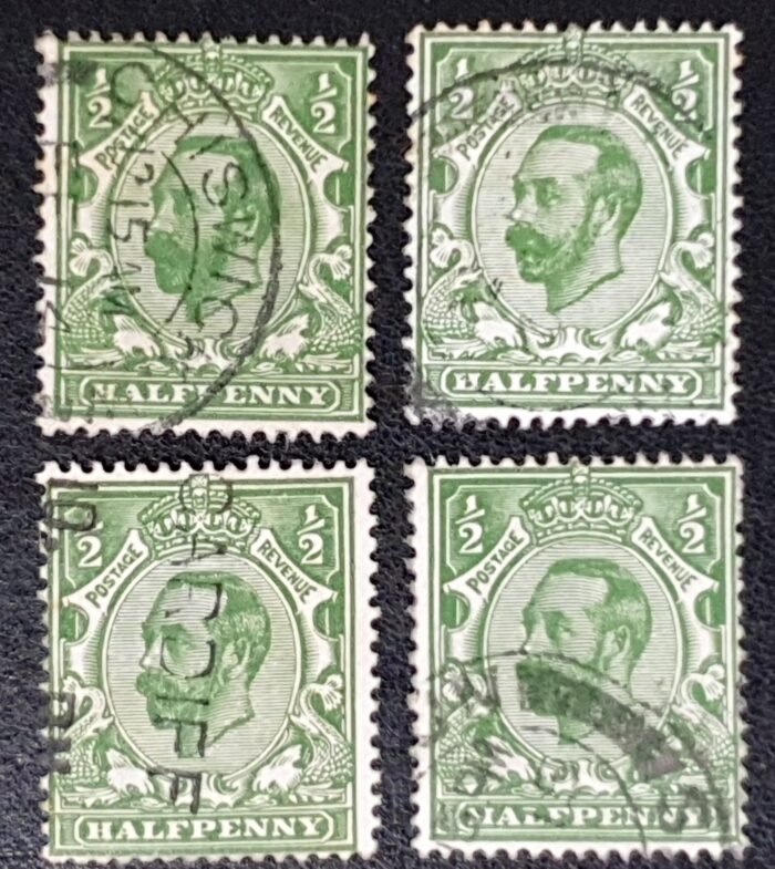 Great Britain King George V SG325 SPEC N2(6), ½d deep green Die B Used Stamps