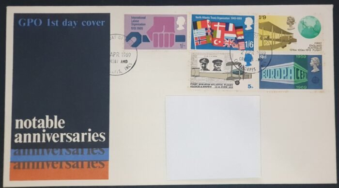 Great Britain First Day Cover 1969  'Notable  Anniversaries' 4 APR 1969 GRINSBY