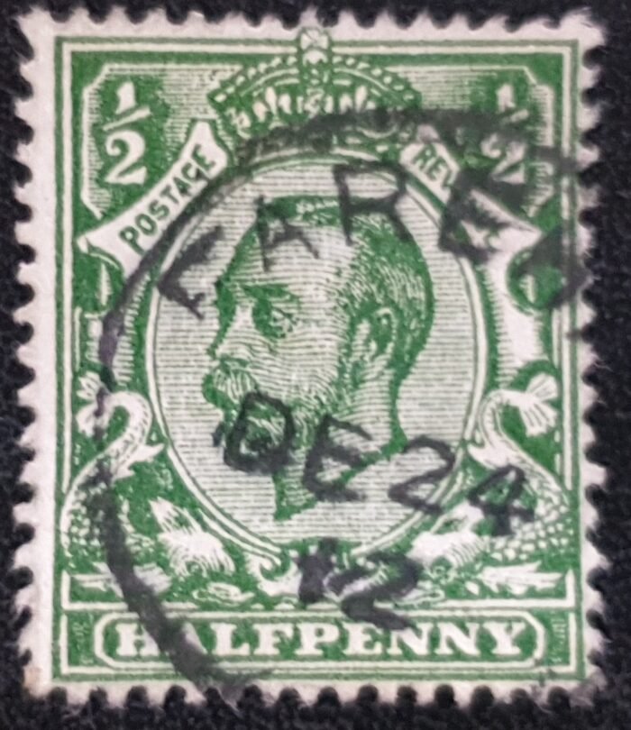Great Britain King George V SG338 SPEC N4(3), ½d deep green WMK CROWN, FINE USED.