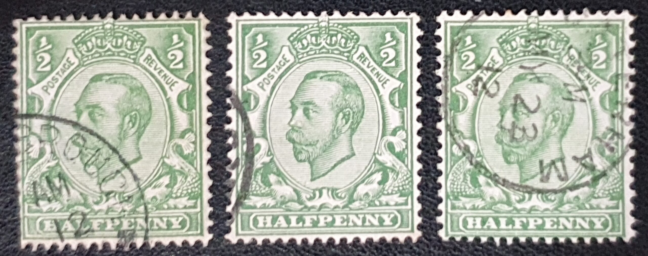 Great Britain King George V SG339 SPEC N4(2) ½d pale green used stamps
