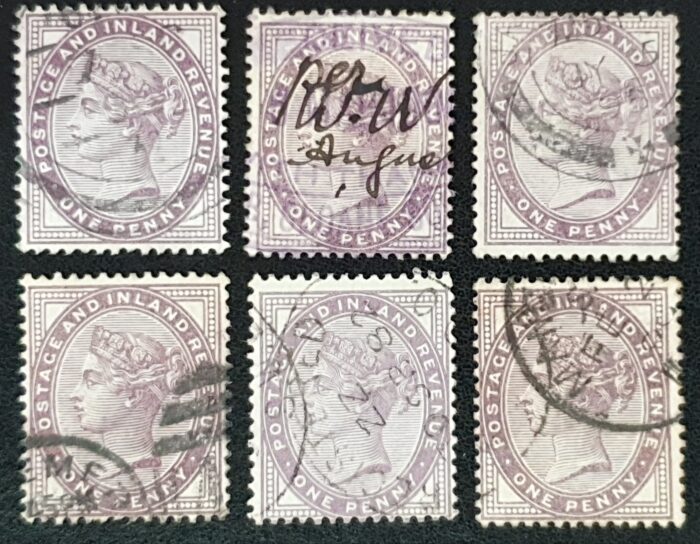 Great Britain Queen Victoria SG172/4 1d lilac/mauve 16 dots used stamps