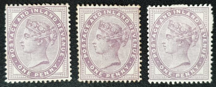 Great Britain Queen Victoria SG172/4 1d lilac/mauve 16 dots Mounted Mint Stamps
