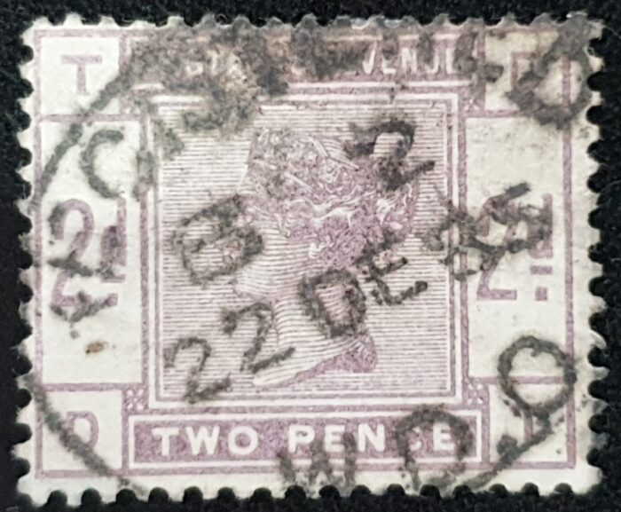Great Britain Queen Victoria SG189 2d lilac DT Cancel REGISTERED used