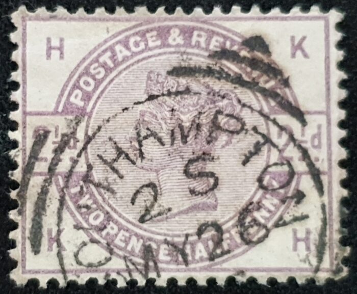 Great Britain Queen Victoria SG190 2½d. Lilac Letters KH CDS SOUTHAMPTON used