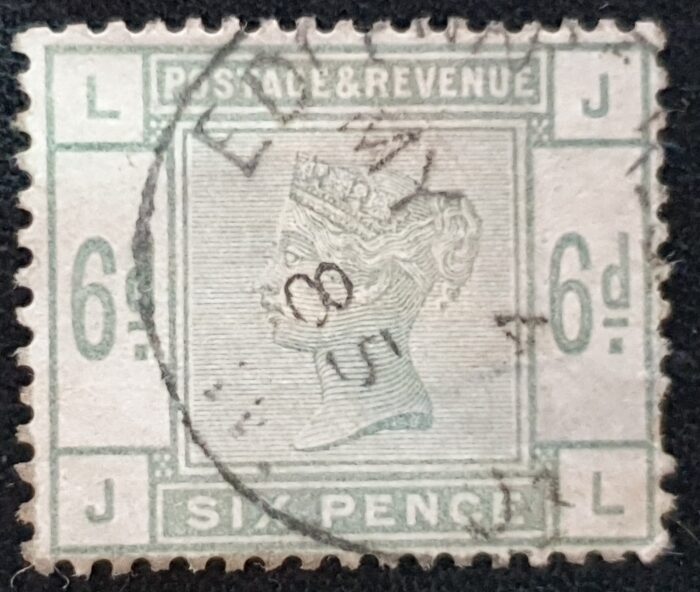 Great Britain Queen Victoria SG194 6d dull green Letters JL Used Stamp