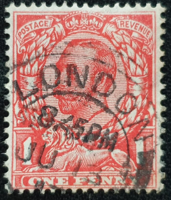 Great Britain King George V 1912 SG345a 1d Scarlet, Wmk Simple Cypher No Cross on Crown used