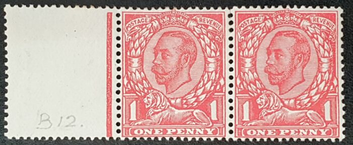 Great Britain King George V  1912 SG345 SPEC N12(1), 1d scarlet Control Pair M/M