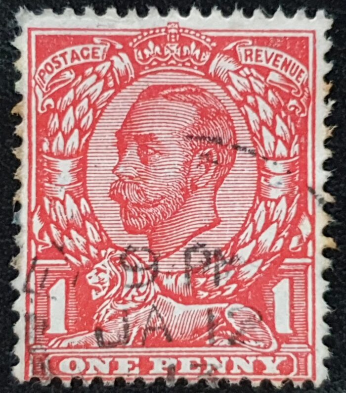 Great Britain King George V 1912 SG349 SPEC N13(2), 1d brt scarlet WMK RC (MULT), Used