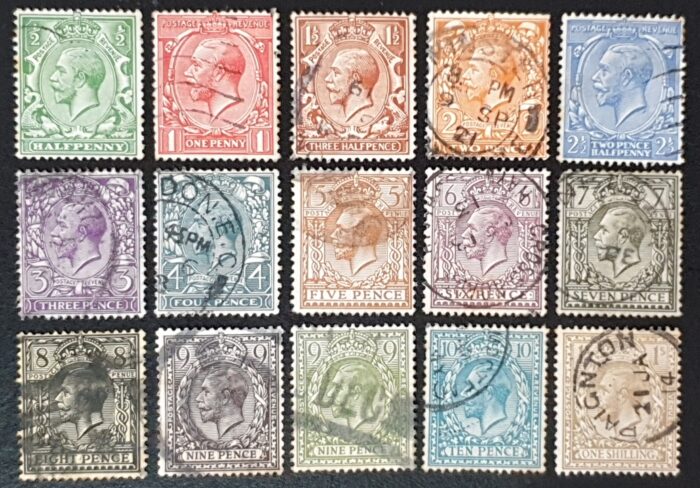 Great Britain King George V 1912/24 SG351-96 Set of 15 Wmk. Royal Cypher Used. Cat £95