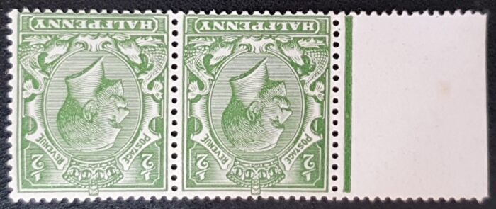 Great Britain King George V SG354wi  ½d yellow green Wmk. Inverted Control Pair MNH