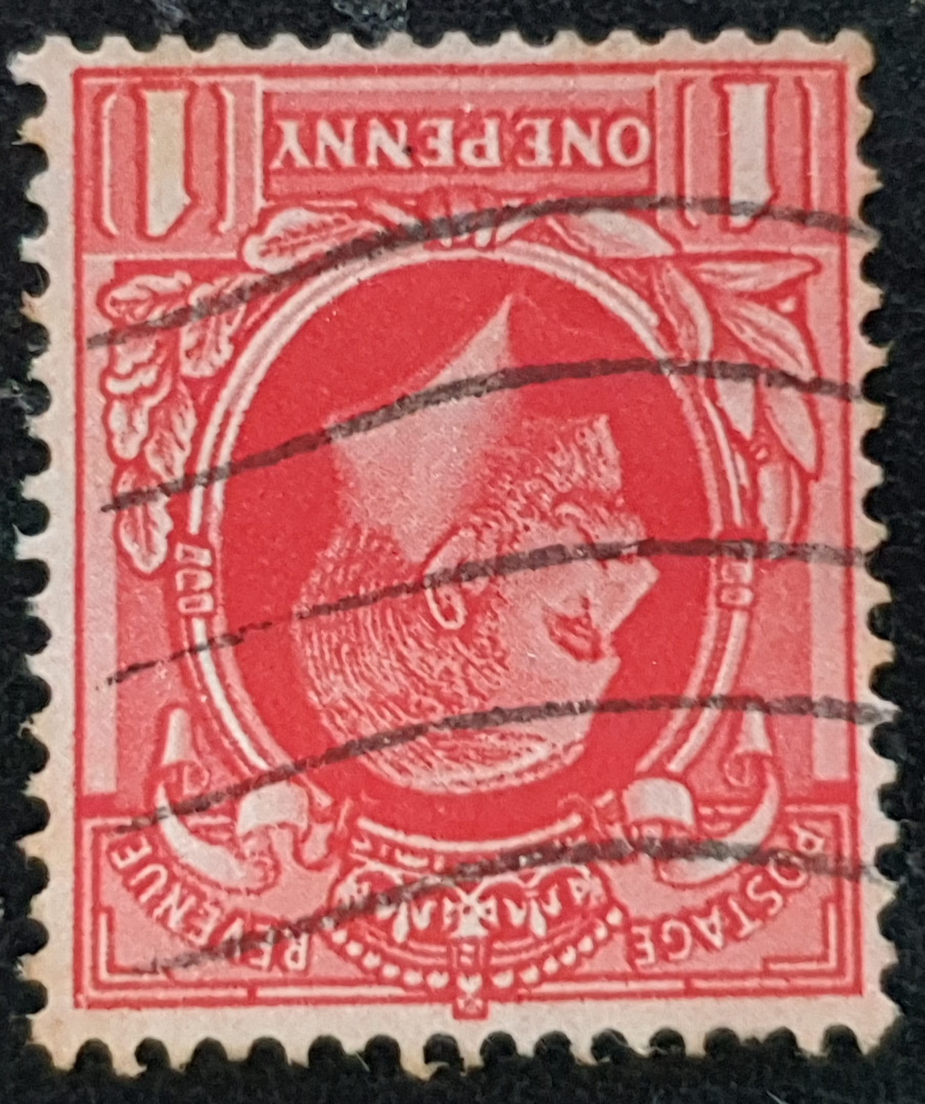 Great Britain King George V 1934 SG440wi 1d SCARLET WMK INV. Size B used