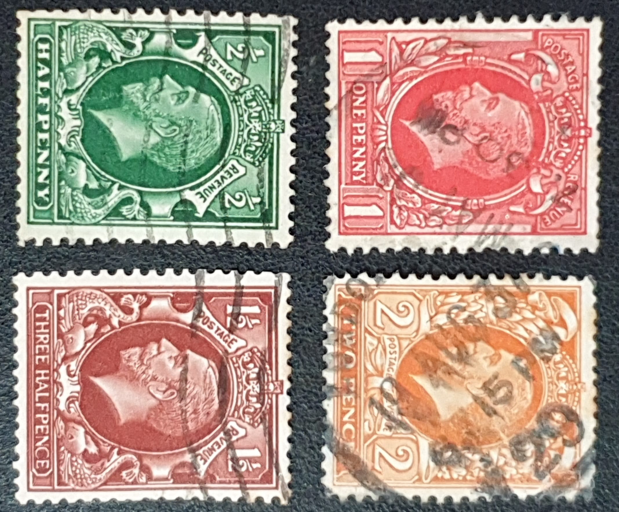 Great Britain King George V 1934 SG439a/442b Set of 4 Sideways Watermark Size C Used