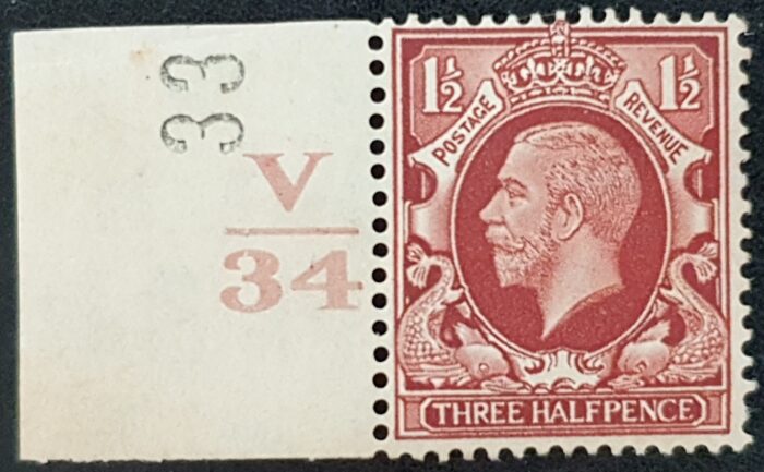 Great Britain King George V 1934 SG441 1½d RED-BROWN Control & Cylinder V34 M/M