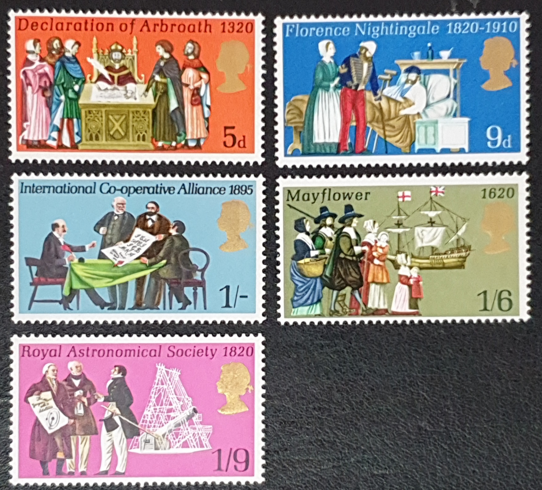 Great Britain Queen Elizabeth II 1970 'Anniversaries' SG819/23 Set of 5 MNH