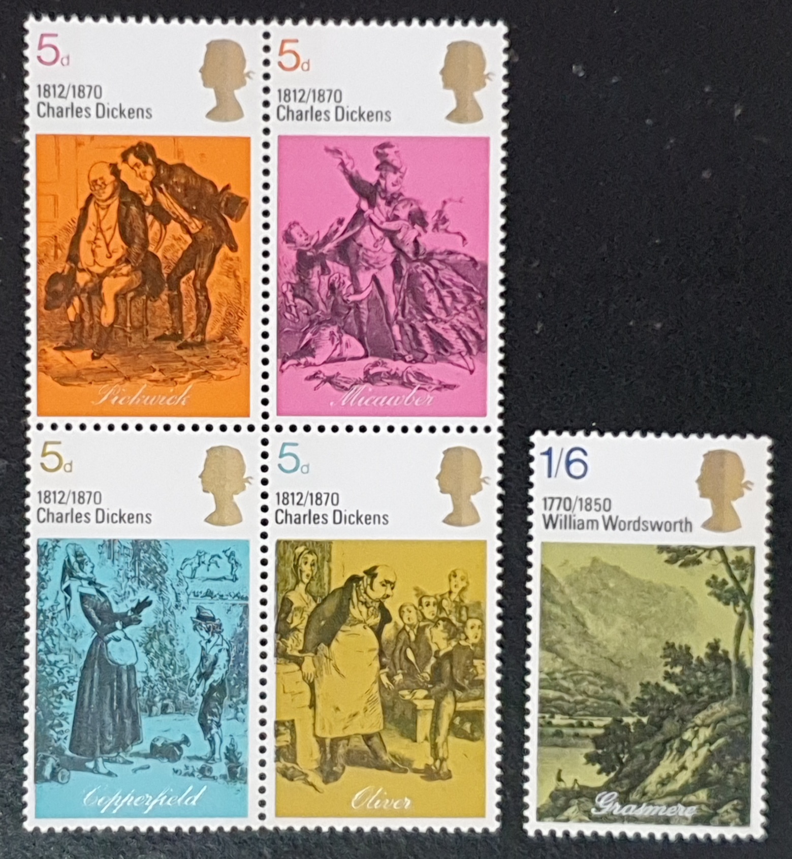 Great Britain Queen Elizabeth II 1970 'Literary Anniversaries' SG824/8 Set of 5 MNH