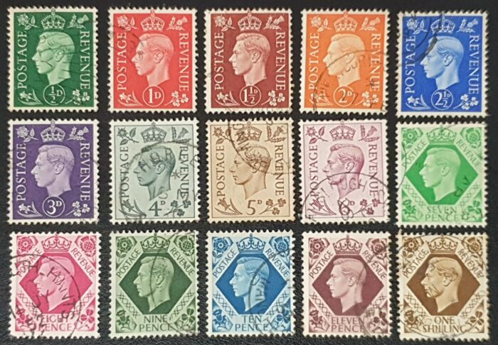 Great Britain King George VI 1937-1947 SG462-475 Set of 15 used stamps
