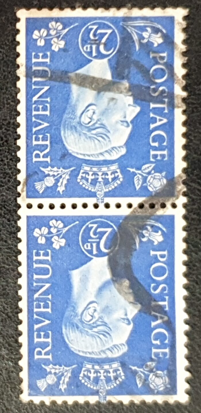 Great Britain King George VI 1937 SG466wi 2½d Ultramarine Used Pair