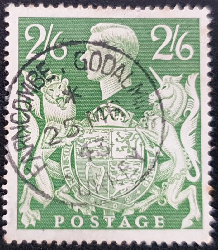 Great Britain King George VI SG476b, 2s 6d yellow-green, FINE USED. CDS