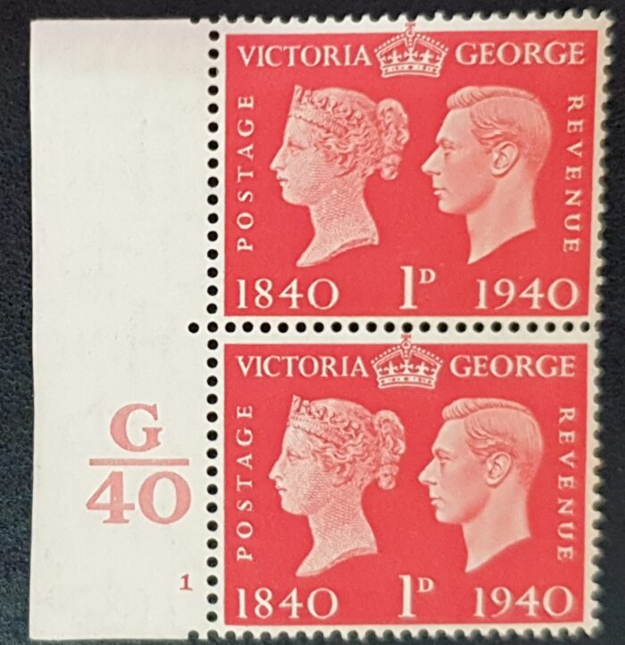 Great Britain King George VI 1940 SG480 1d scarlet Centenary Cylinder G40 1 N/Dot LMM