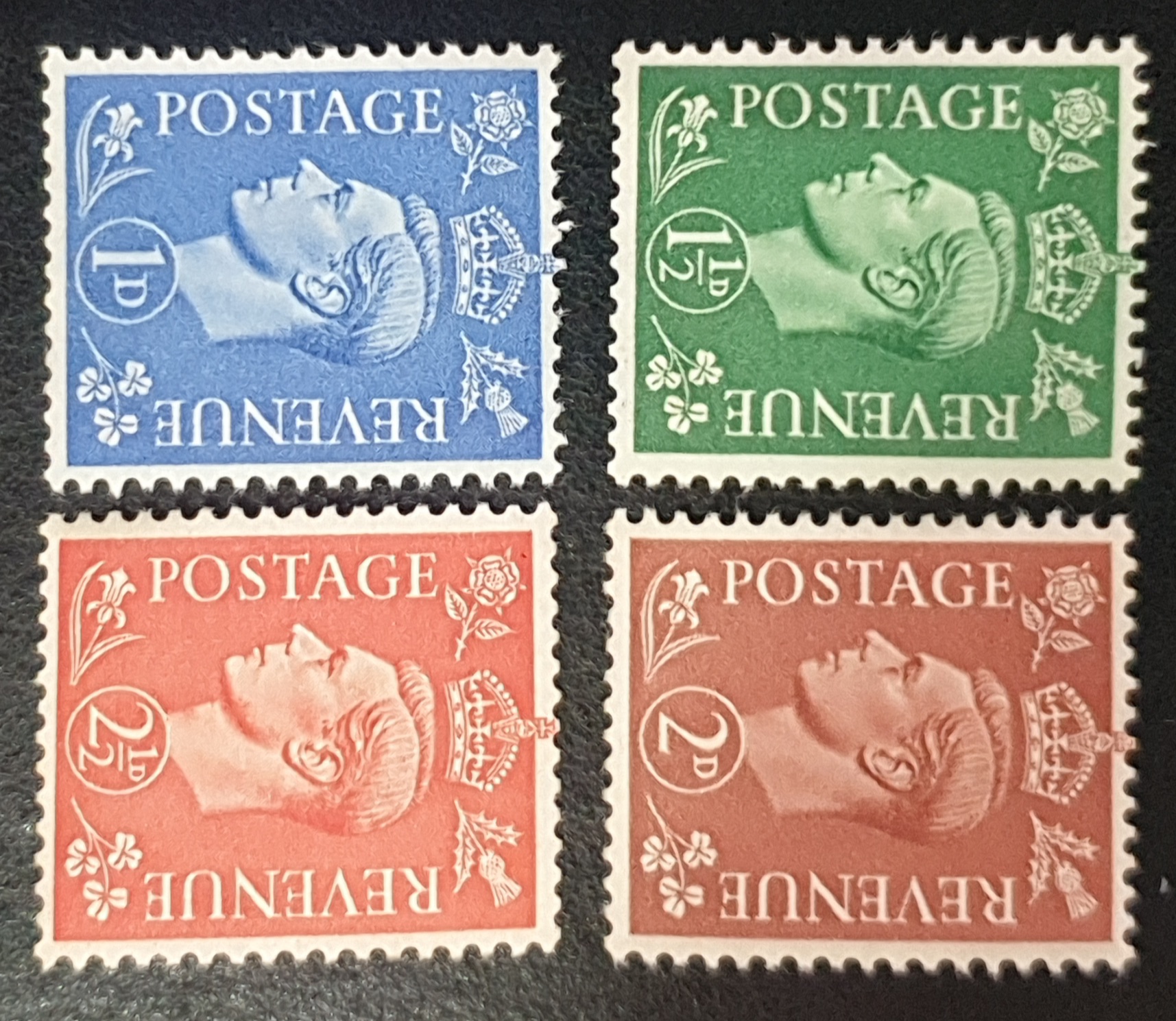 Great Britain King George VI 1951 Definitives Set of 4 SG504a/SG507a Sideways Watermark MNH