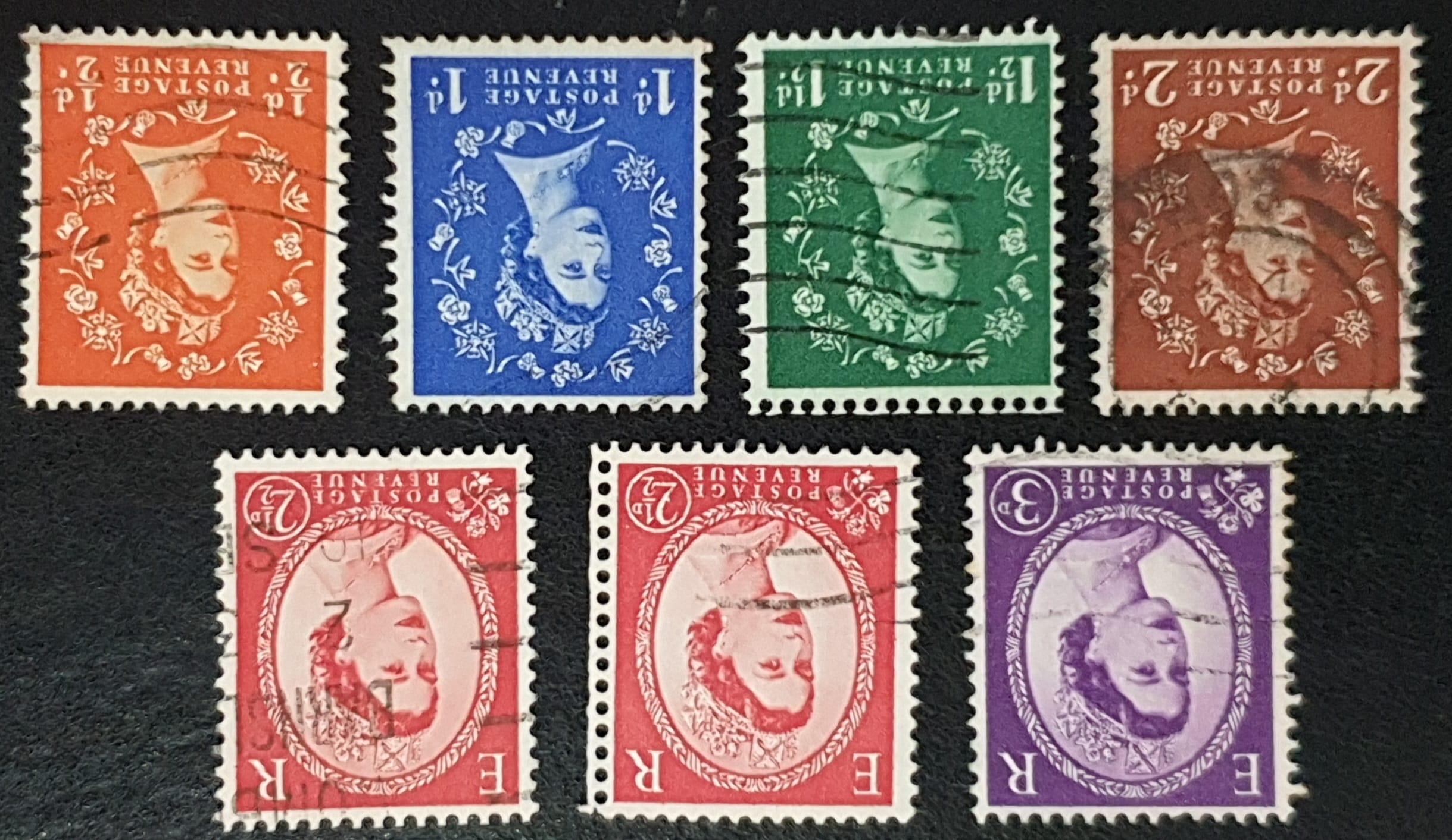 Great Britain Queen Elizabeth II 1955 Wildings Inverted Watermark Part Set SG540wi-SG545wi Used
