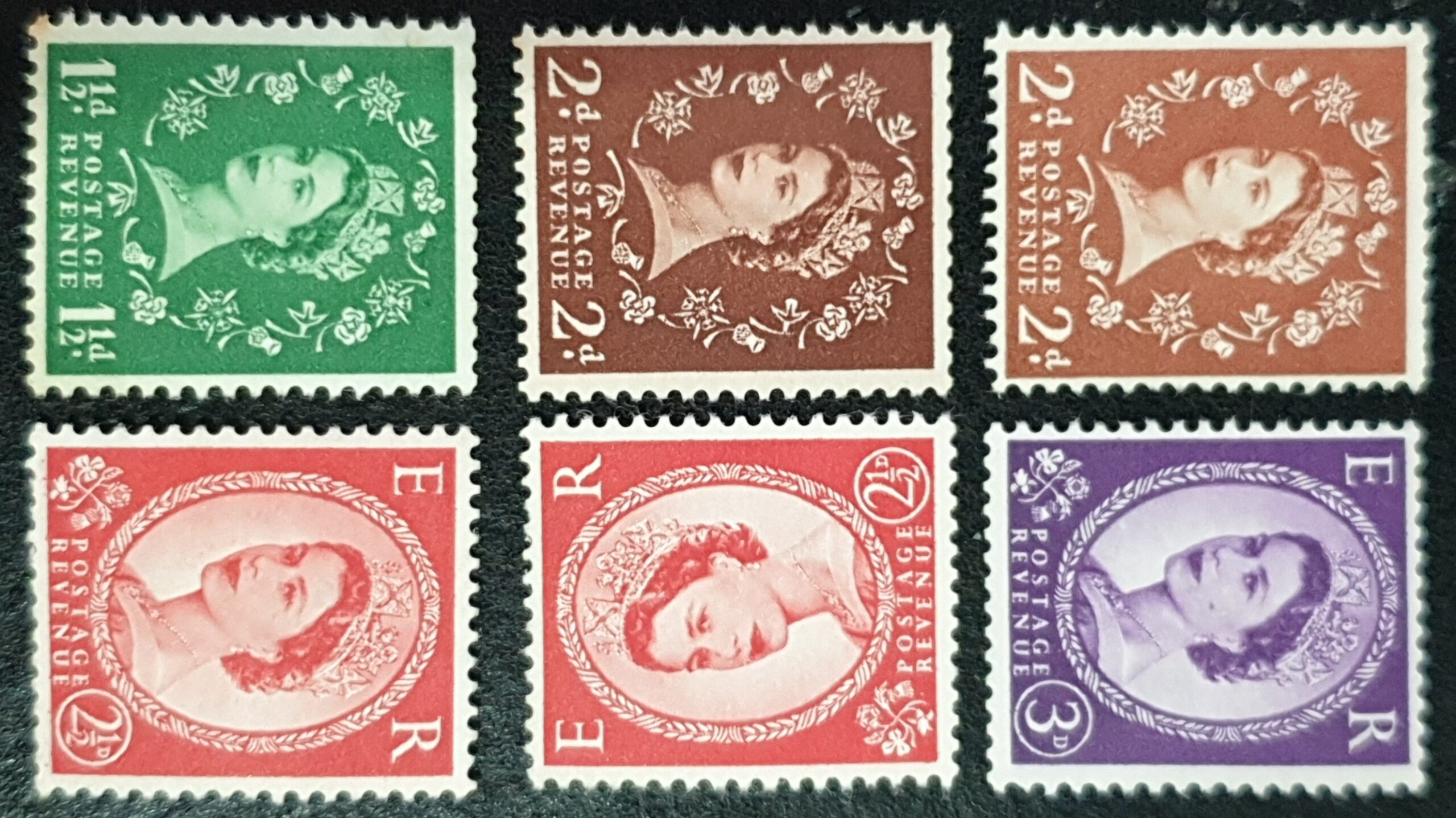 Great Britain Queen Elizabeth II 1955 Wildings Sideways Watermark SG542a - SG545b MNH