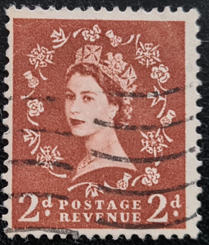 Great Britain Queen Elizabeth II 1960 SG613 2d Brown 1 Band Wilding PHOSPHOR SG used