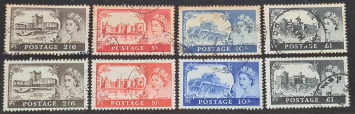 Great Britain Queen Elizabeth II 1959-63 Castles DLR & Bradbury Wilkinson SG595/8 & 595a/8a Used