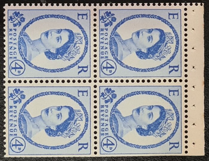 Great Britain Queen Elizabeth II 1967 4d Wilding Booklet Pane SB110a Crowns to Left MNH