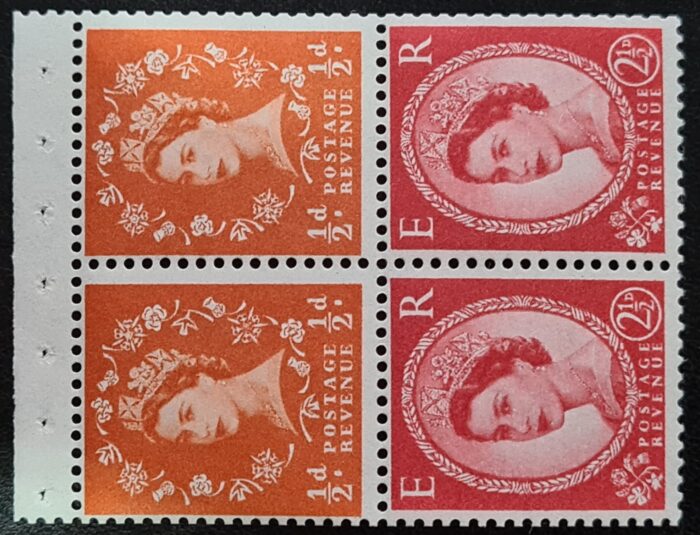 Great Britain Queen Elizabeth II 1955 SG570n Booklet Pane Crowns to Right MNH