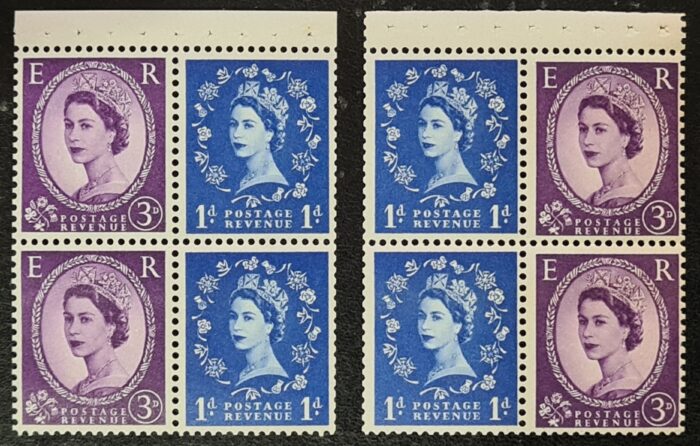 Great Britain Queen Elizabeth II 1958 Wilding Panes SG571m/ma Crowns to Right MNH