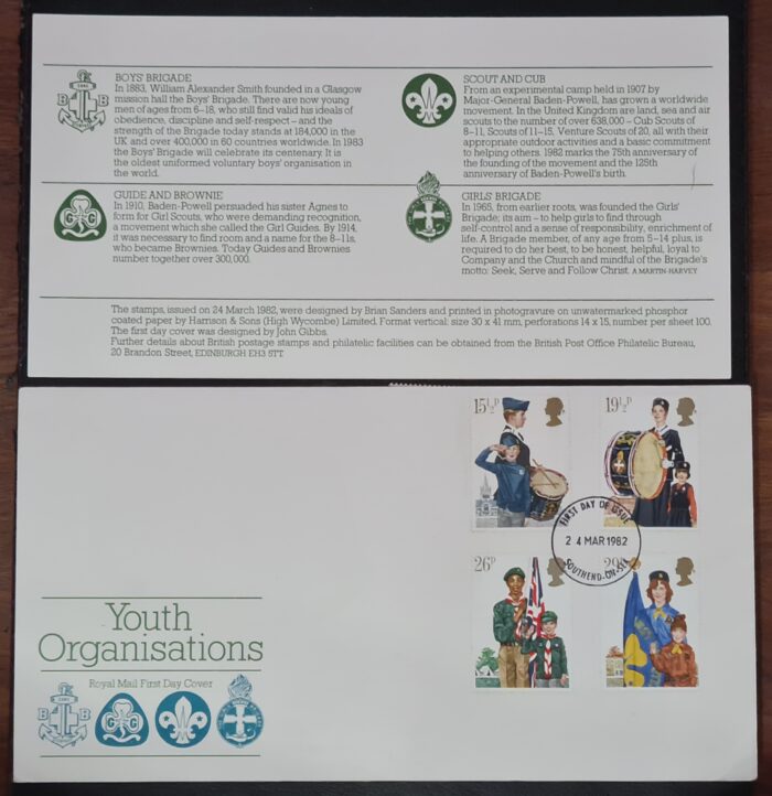 Great Britain First Day Cover "YOUTH ORGANISATIONS" 24/3/1982  SOUTHEND ON SEA