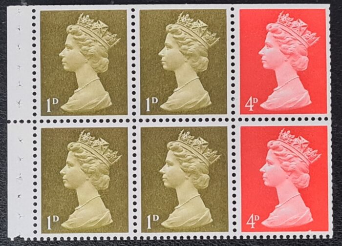 Great Britain Queen Elizabeth II 1968 SG724m UB5 Booklet Pane MNH