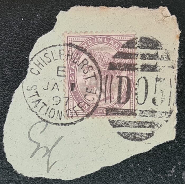 Great Britain Queen Victoria 1881 SG172 1d lilac CDS CHISLEHURST STATION OFFICE on piece
