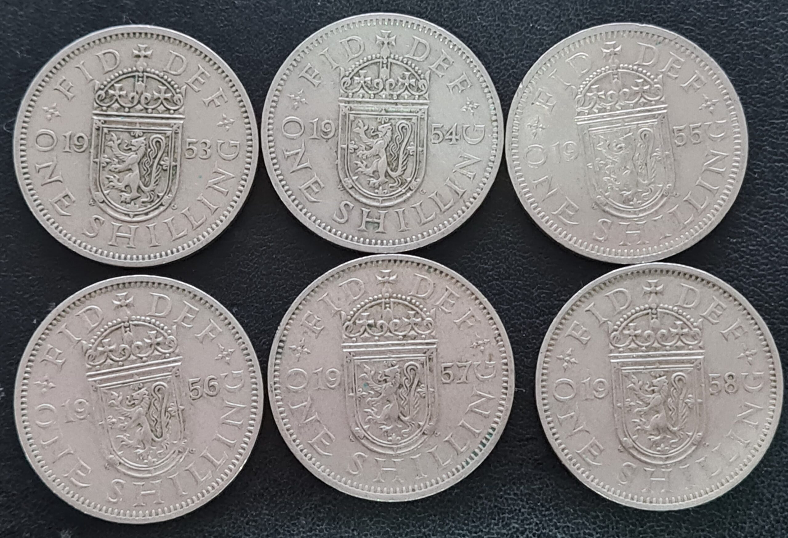 GB 1953/1958 English Shilling 6x Coins Scottish Currency Elizabeth II