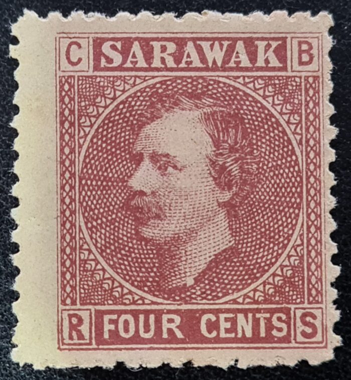 Sarawak 1875 SG4 4c. red-brown/yellow Mounted Mint Single Stamp