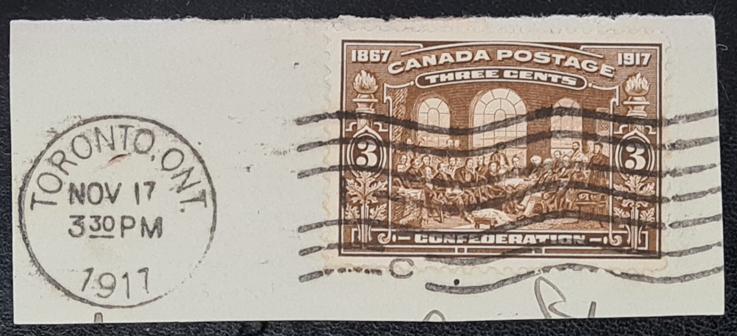 Canada 1917 '50th Anniv of Confederation' 17/11/1917 Toronto used on piece
